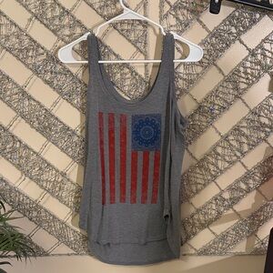 Gray Sleeveless Top with American Flag Design